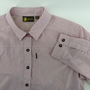 Solstice Womens Large Pink Plaid No Fly Zone Insect Repellent Hiking Shirt LARGE